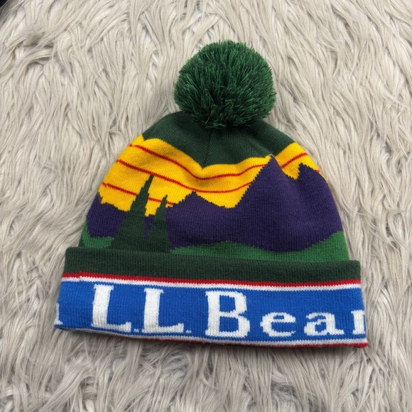 L.L. Bean Unisex Adult Landscape Logo Knit Beanie Bauble Gorpcore Hiking - Picture 2 of 3